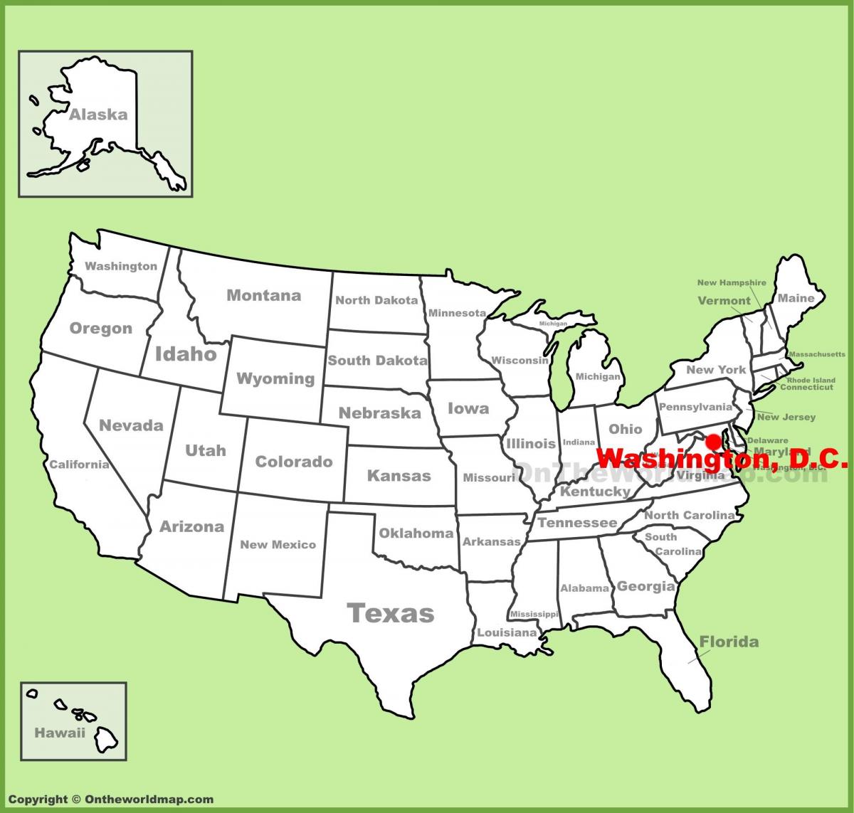 washington dc-tengah peta amerika syarikat