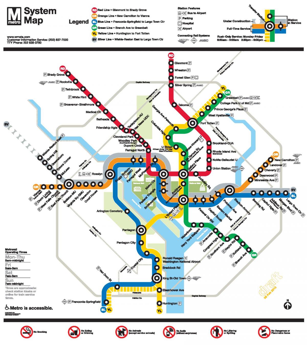 washington dc metro garis peta
