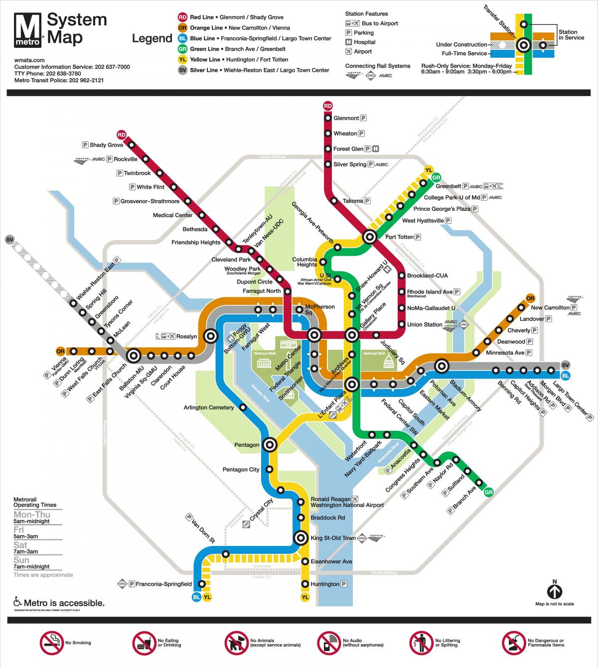 washington dc metro peta garis perak