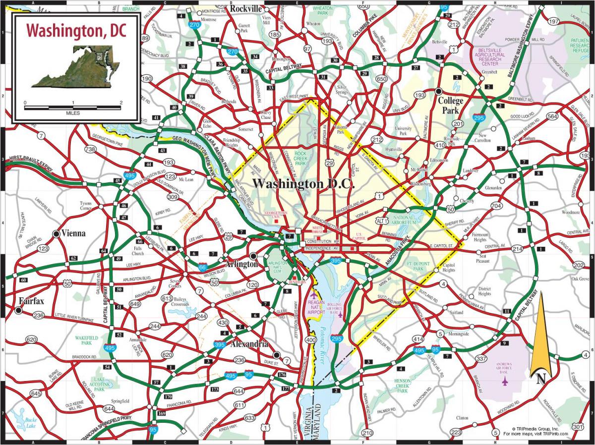 washington dc peta kereta bawah tanah jalan overlay
