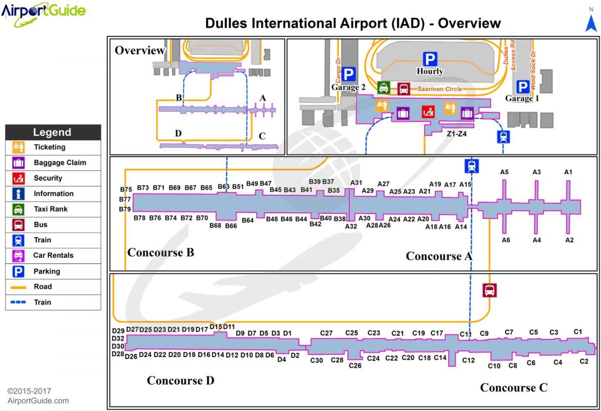 dulles peta terminal lapangan terbang
