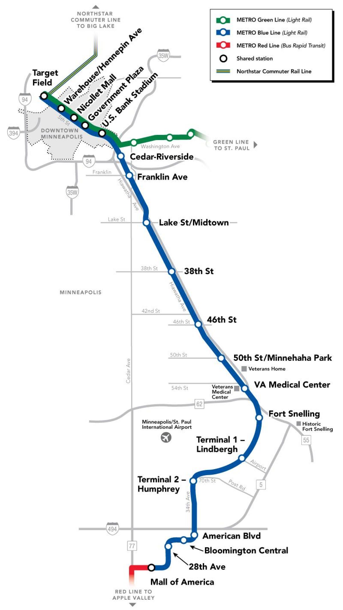 washington metro garis biru peta