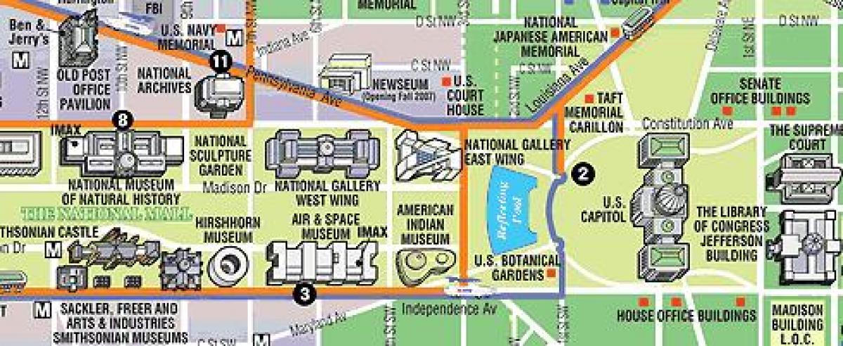 peta washington dc museum dan monumen