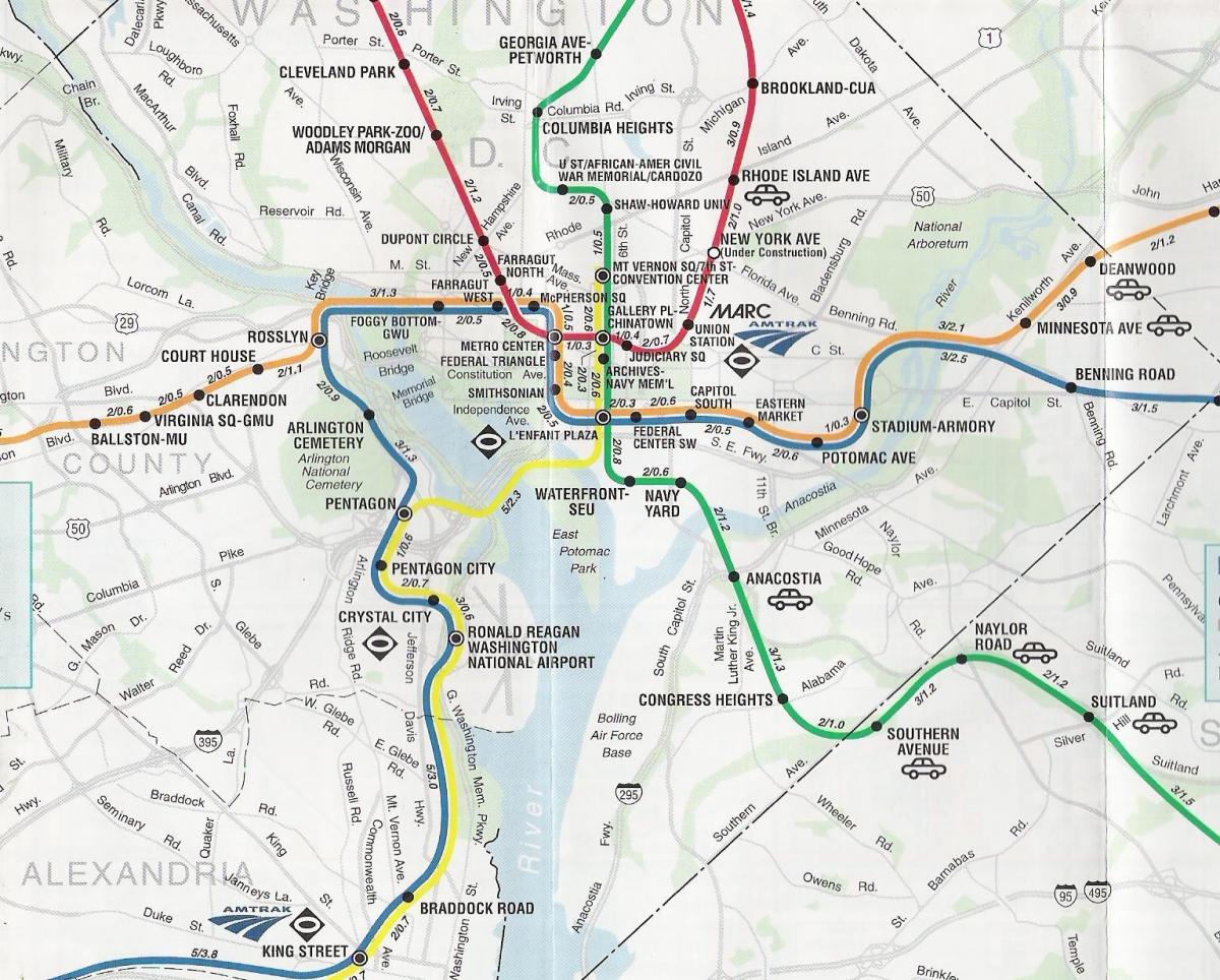 washington dc peta jalan dengan metro stesen