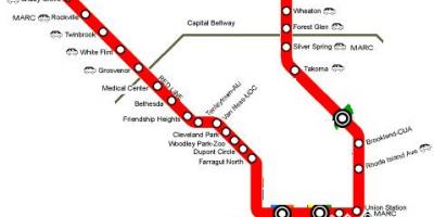 Washington dc metro garis merah peta